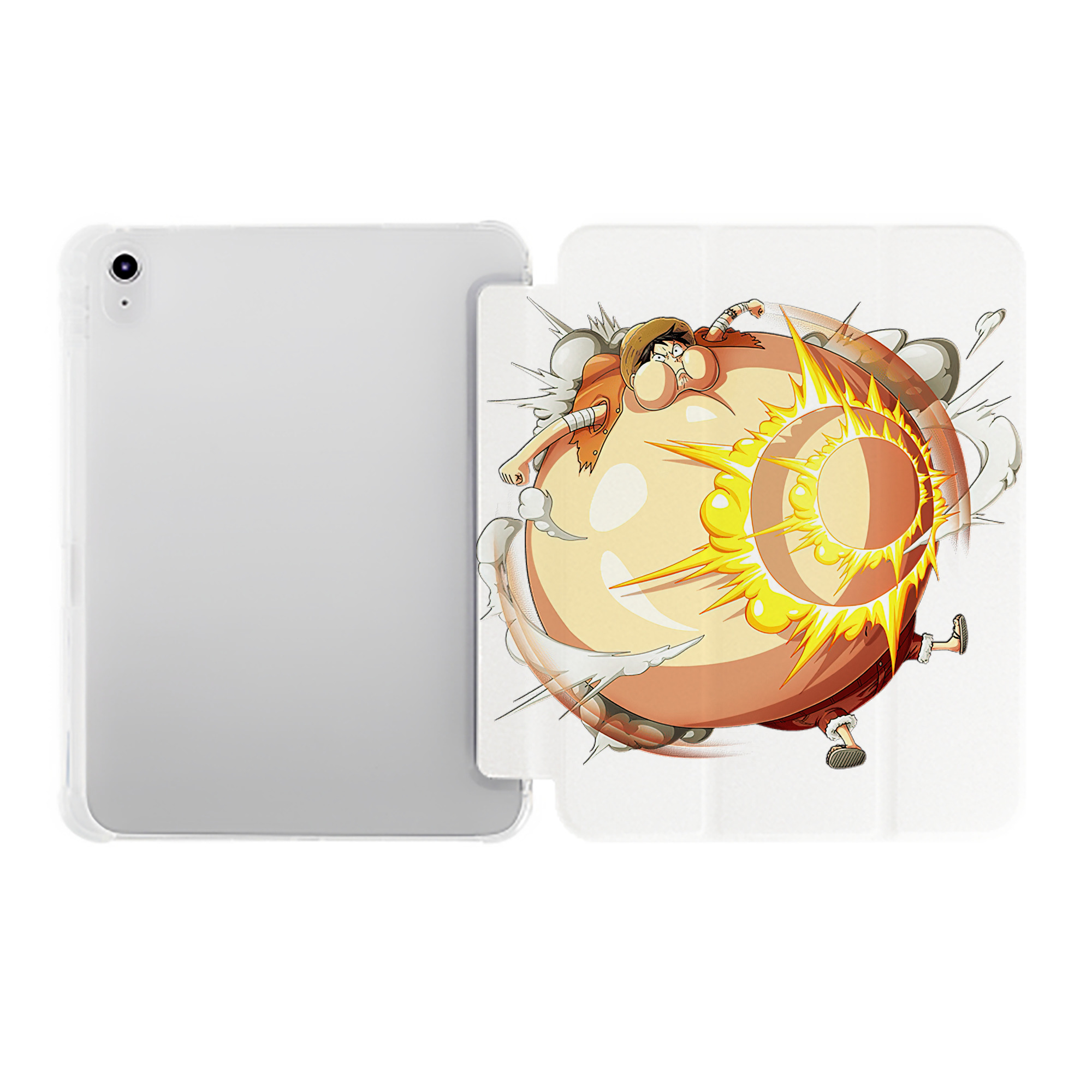 （画像用） ワンピース モンキー・D・ルフィ ONE PIECE Monkey D. Luffy IPad ケース ペン収納付き 三つ折りスタンド PUレザー×シリコン 対応機種9.5/10.5/10.9インチ